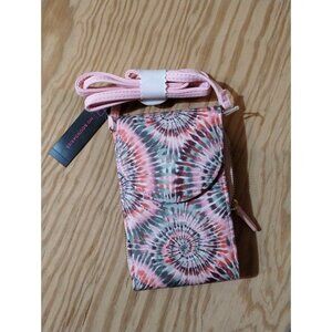 No Boundaries Pink Swirls Tie Dye Wallet Phone Case Compact Shoulder Bag Wallet